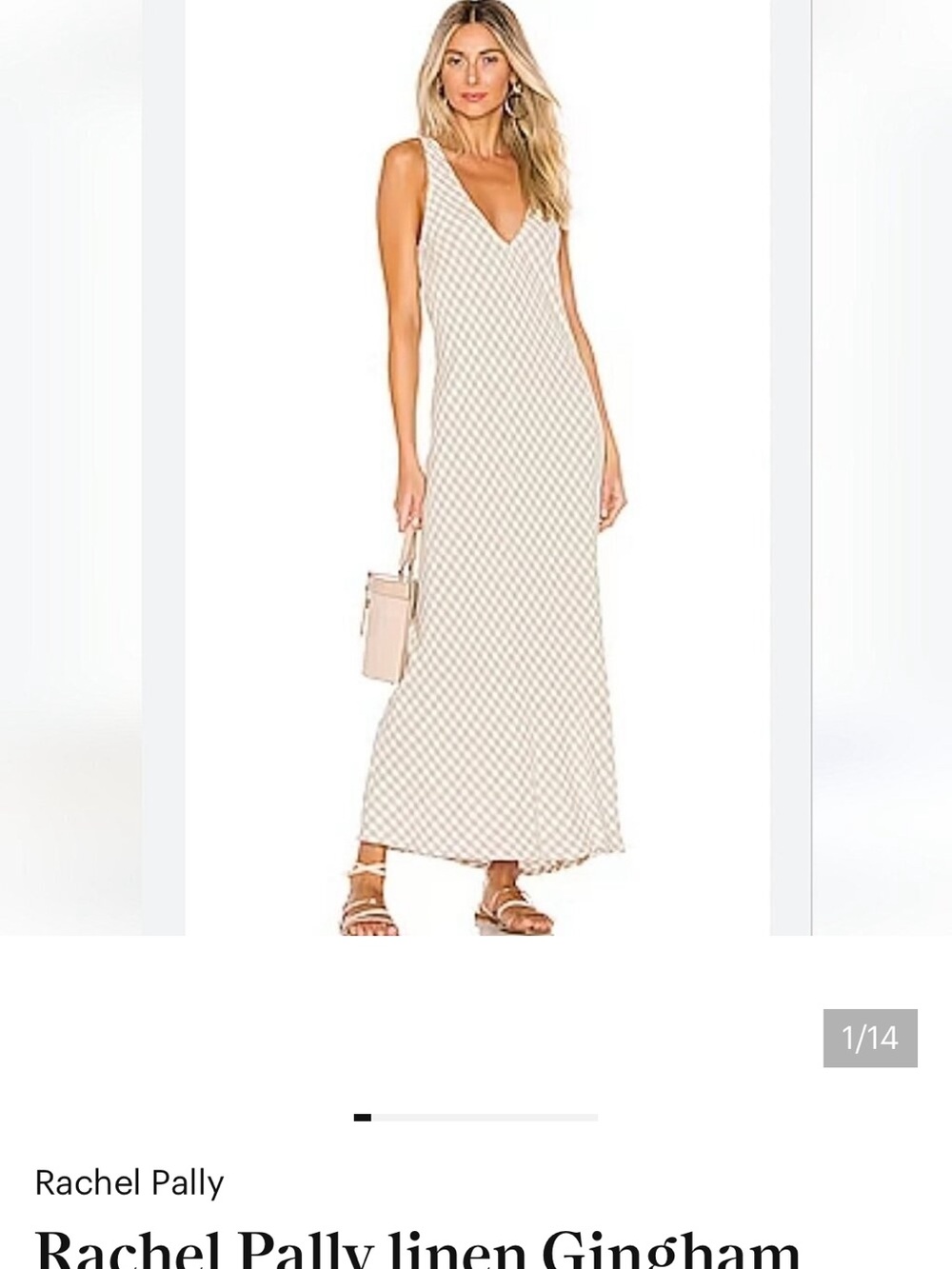 Rachel Pally like new Gingham V‑Neck Linen Bias Dress